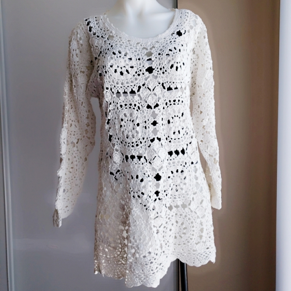 Vintage crochet mini dress